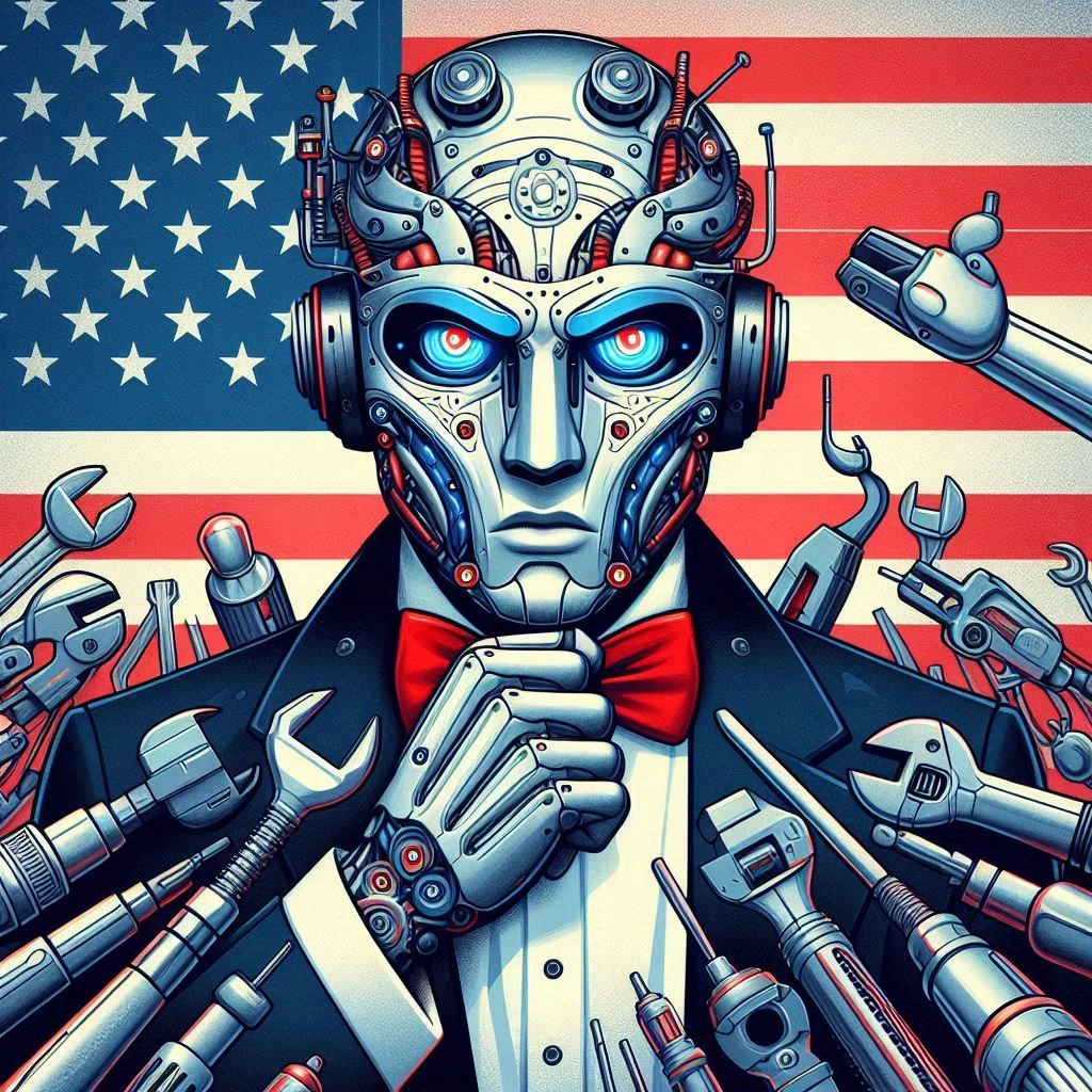 An AI generated illustration depicting American workers showing resistance towards AI tools, highlighting the tension and challenges faced in the workplace.